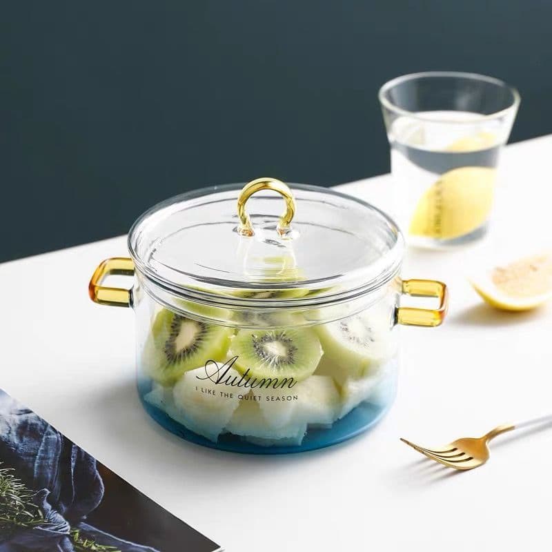 Borosilicate Clear Glass Pot for Soup, Porridge, Instant Noodles, High Temperature Resistant, Microwave Safe, Minimalist, Food Grade, Home Use