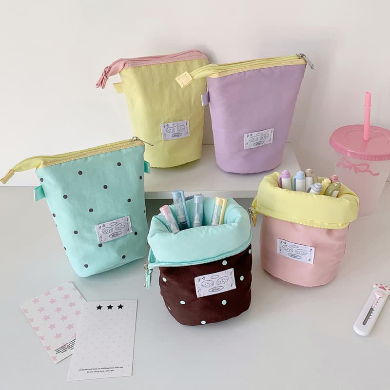 High-Aesthetic Brush Pouch, Portable Eyebrow Brush Storage Bag, Vertical Makeup Brush Organizer, Travel Touch-Up Bag for Women