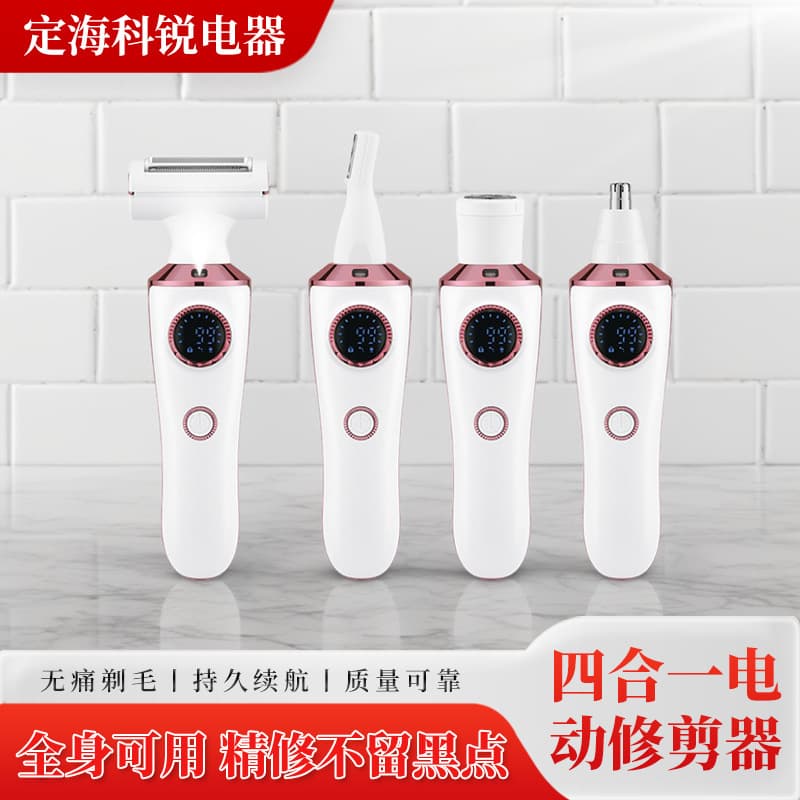 4-in-1 Women's Electric Hair Trimmer for Eyebrow, Underarm, Bikini, Leg Hair, USB Rechargeable