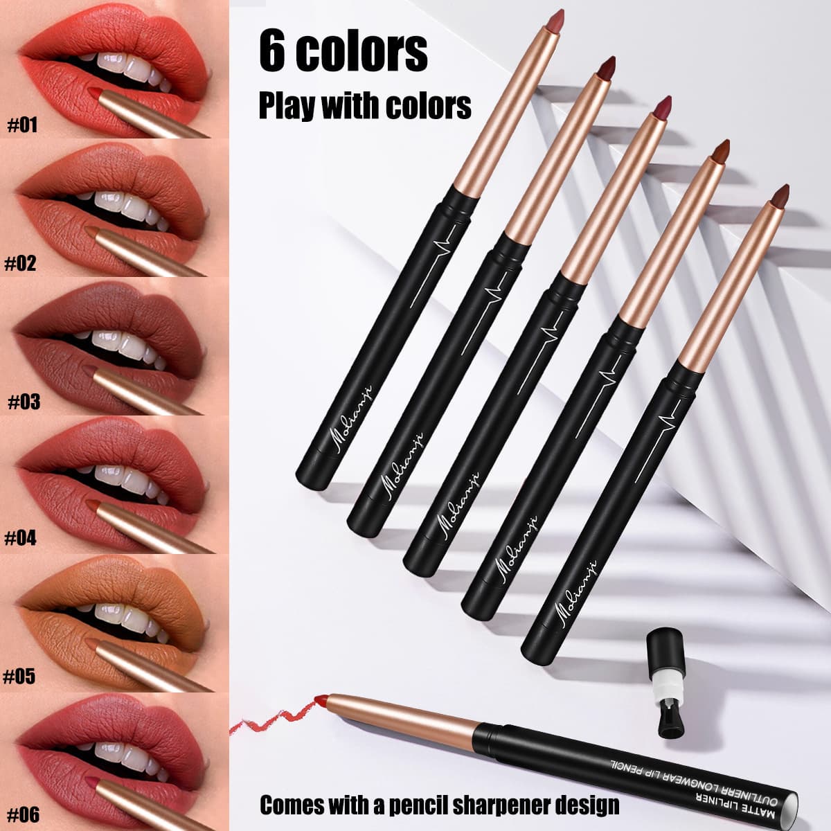 [Foreign trade cross-border] Lip liner waterproof and long-lasting authentic non-fading hook line nude color non-stick matte lipstick pen