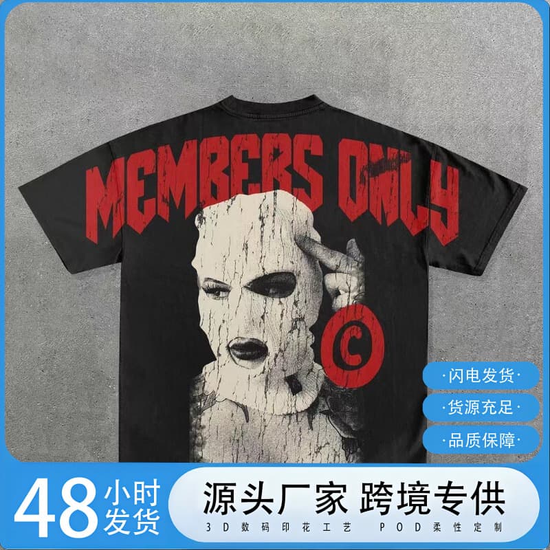 Street T-Shirt Y2K Men's Hip-Hop Graphic Print Round Neck Oversized T-Shirt New Harajuku Gothic Short Sleeve Top Clothing