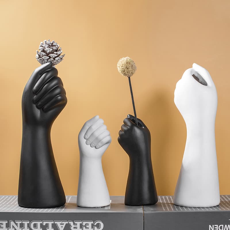 Creative resin vase tail goods processing Nordic light luxury hand-shaped vase ins creative simple Western resin fist