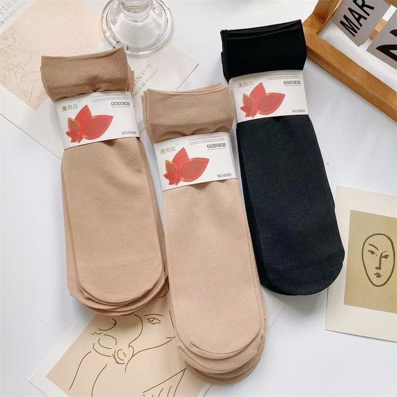 Stockings Women's Thickened Stockings, Unisex Wear-Resistant Anti-Run Summer Extended Mid-Calf Steel Wire Socks, Spring and Autumn Socks