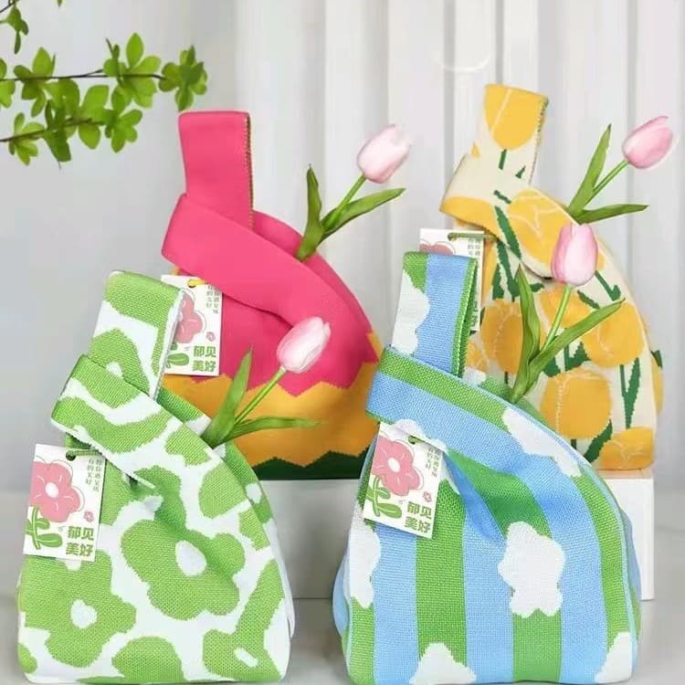 Baby Birthday Souvenir Woven Bag, Knitted Gift Bag, Children's First Birthday Banquet Tote, Knitted Bag Fashion Casual