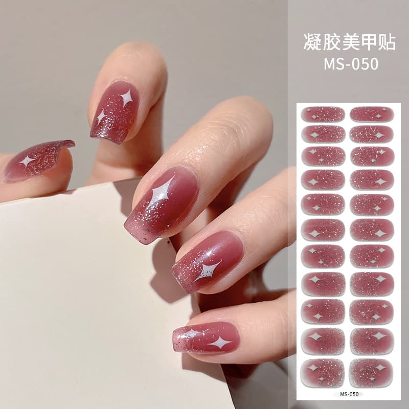 Cross-border autumn and winter no-bake gel stickers Christmas nail stickers blooming manicure stickers 22-finger full nail stickers ins style