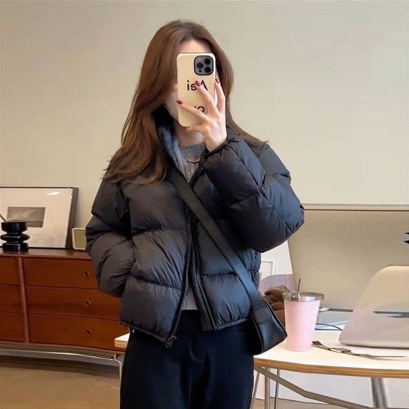 Off-season new style no-wash cotton short winter coat Korean style thickened stand-up collar fashionable bread coat for small people