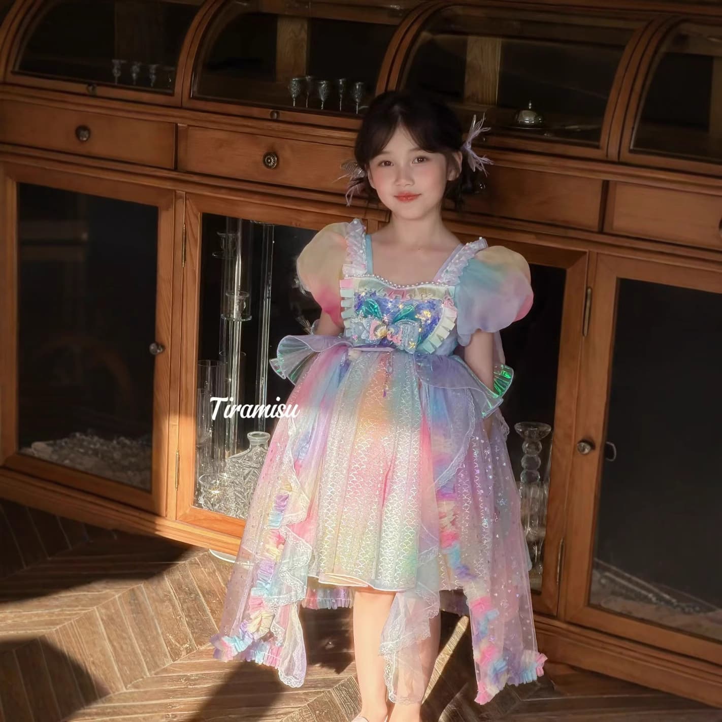 2025 Summer New Dress Gradient Mermaid Princess Dress Girls Princess Dress Mermaid Dress