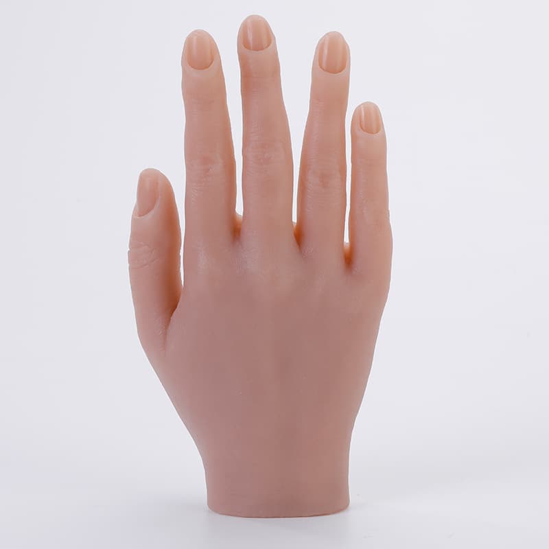 Nail Art Silicone Practice Hand Silicone Palm Nail Training Fake Hand Simulation Palm Display Bendable Hand Model