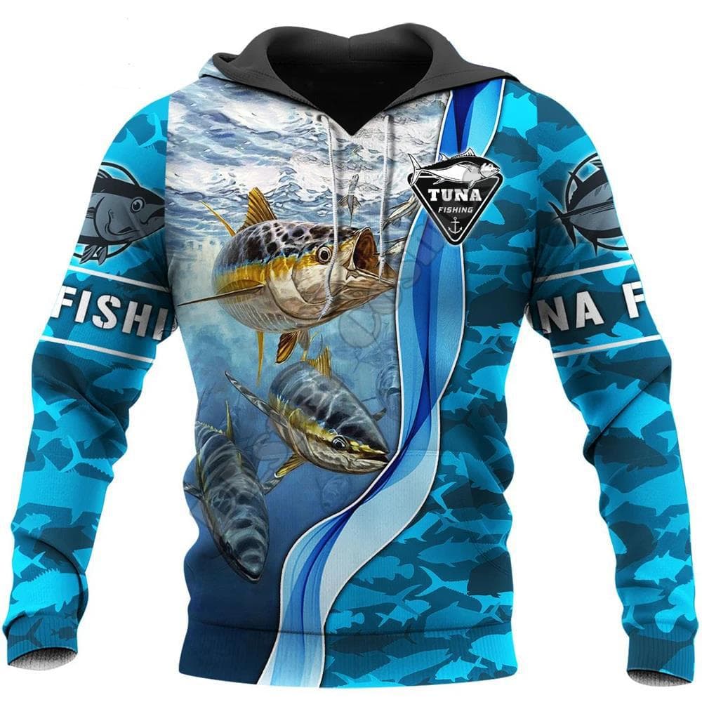 3D Printed Tuna Fishing Pattern Men's Hoodie Harajuku Streetwear Sweatshirt Unisex Casual Pullover Autumn