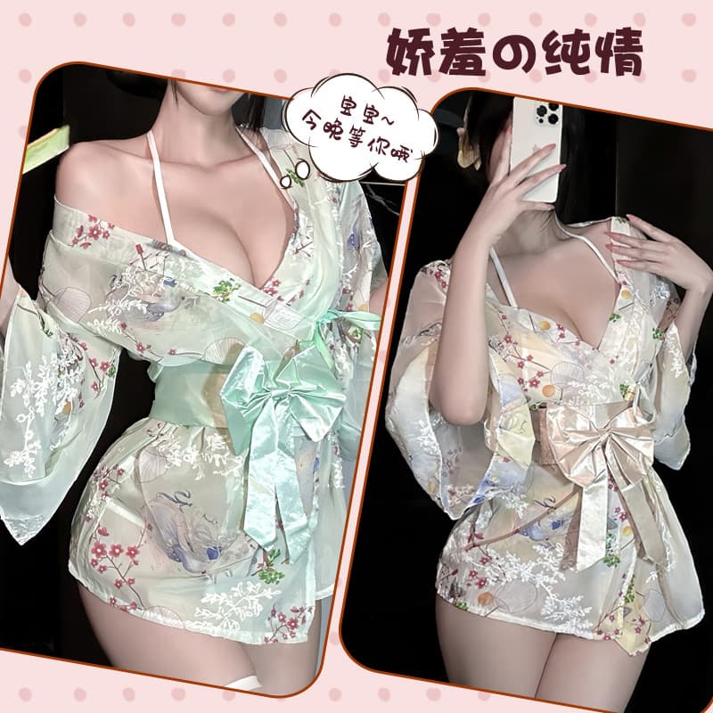 Jinxiao Lingerie Japanese Kimono Role Play Game Uniform Sexy Cardigan Embroidery QQNY New Style Exposed Breast Tie
