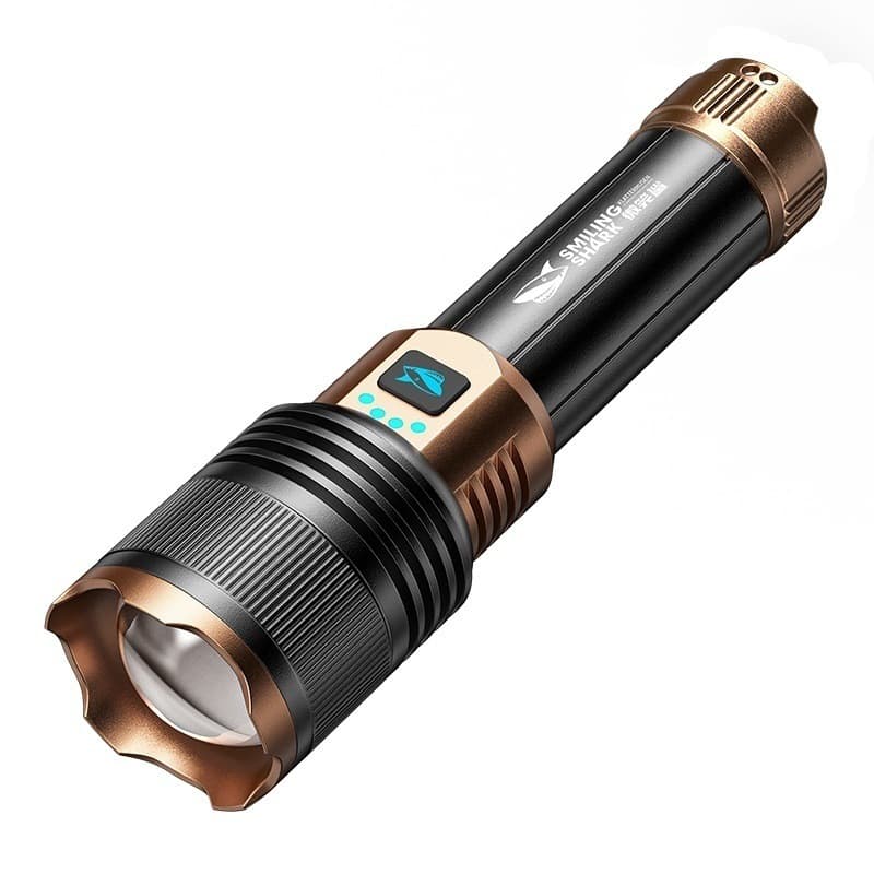 Telescopic zoom white laser flashlight outdoor long-range strong light aluminum alloy charged display four-speed adjustable flashlight