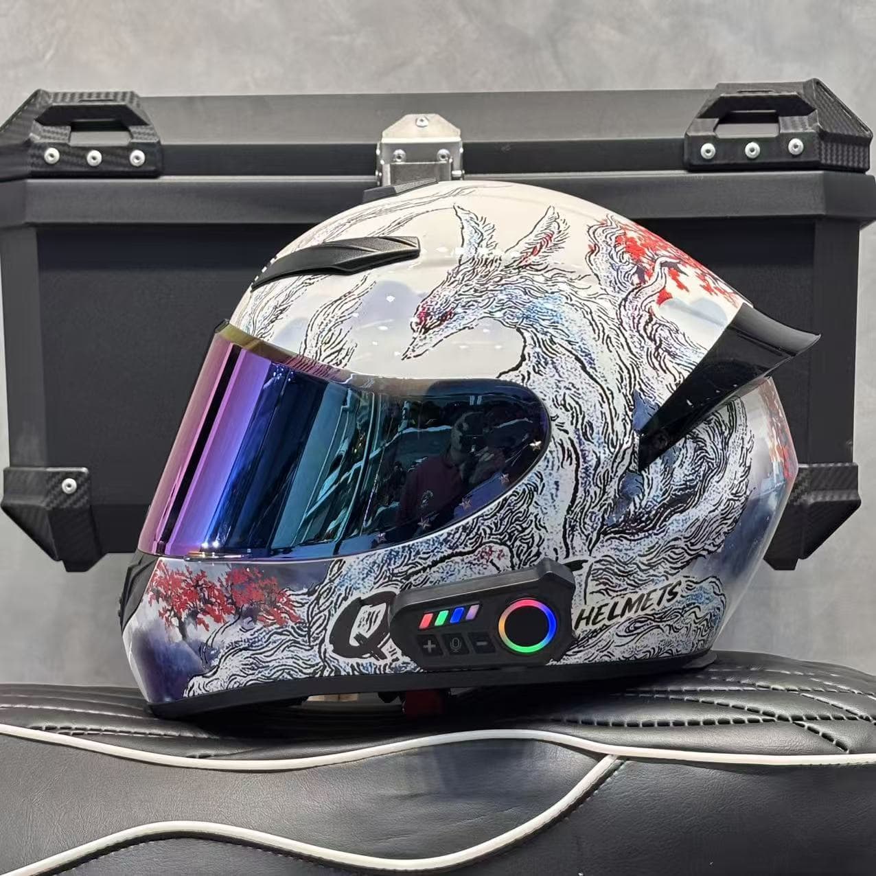 QIKE Motorcycle Helmet 3C Certified National Standard Unisex Winter Safety Four-Season Rider Full Face Helmet