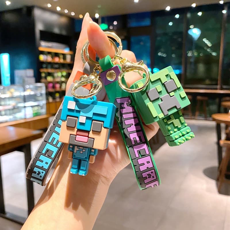 Minecraft new creative 3D sandbox game keychain Minecraft couple keychain bag pendant