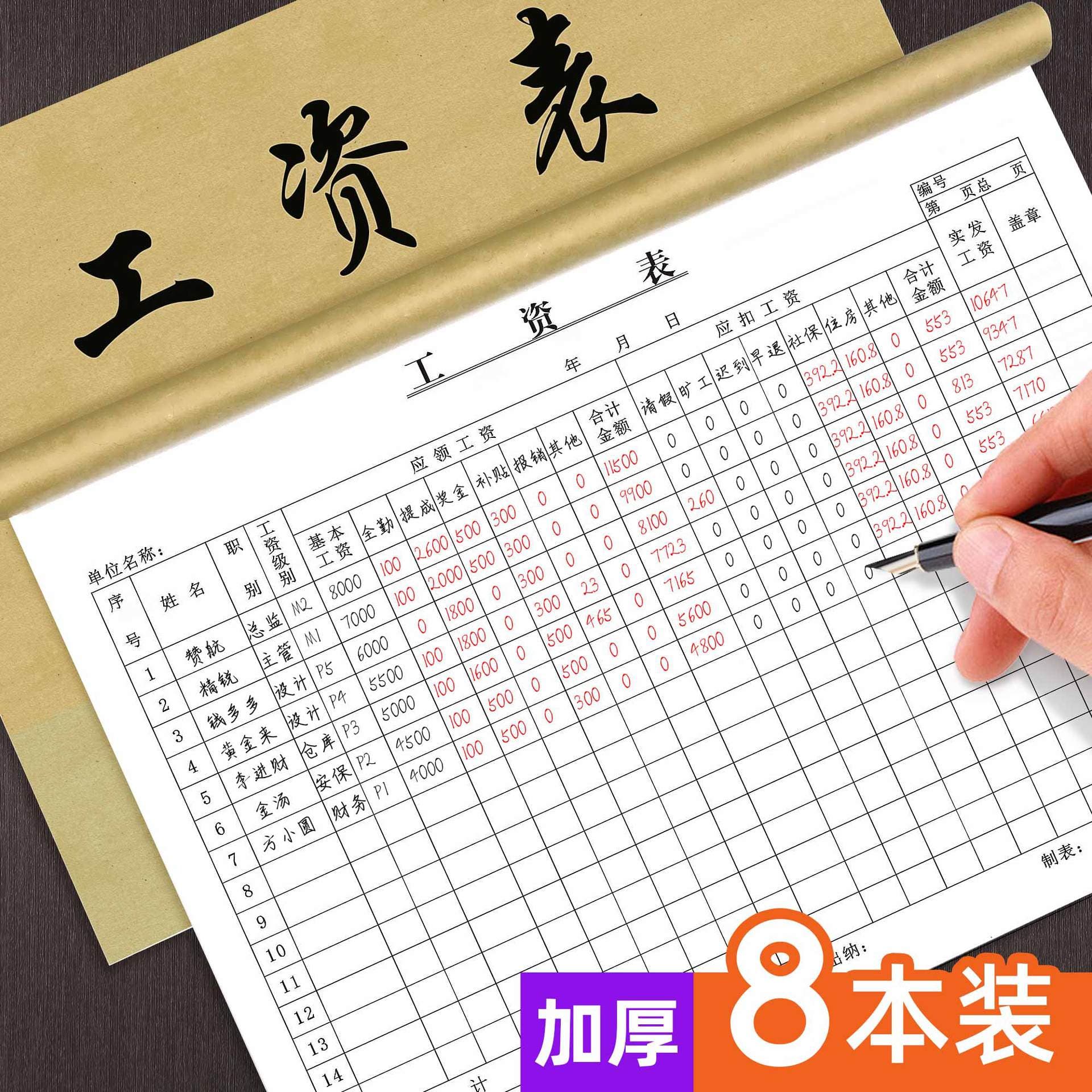 Payroll Ledger Book Accounting Book Attendance Sheet Distribution Details Sheet Employee Salary Statement Settlement Sheet Sign-in Record Sheet
