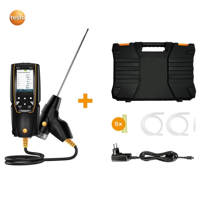 Testo 310ii Flue Gas Analyzer Boiler Combustion Efficiency Analyzer CO/O2 with Bluetooth Printer