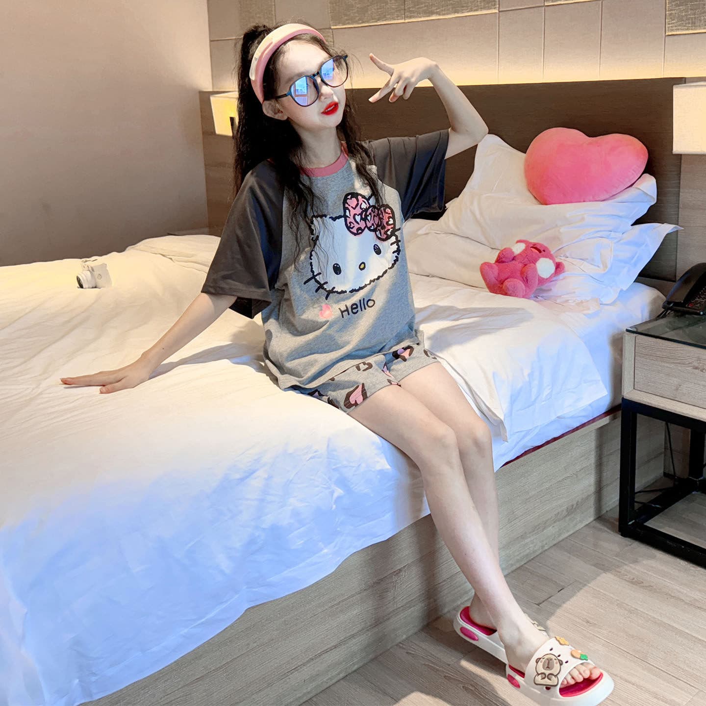 Girls Pajamas Summer Children's Thin Short Sleeve Shorts Set 2026 New Cartoon Medium Big Kid Girl Homewear