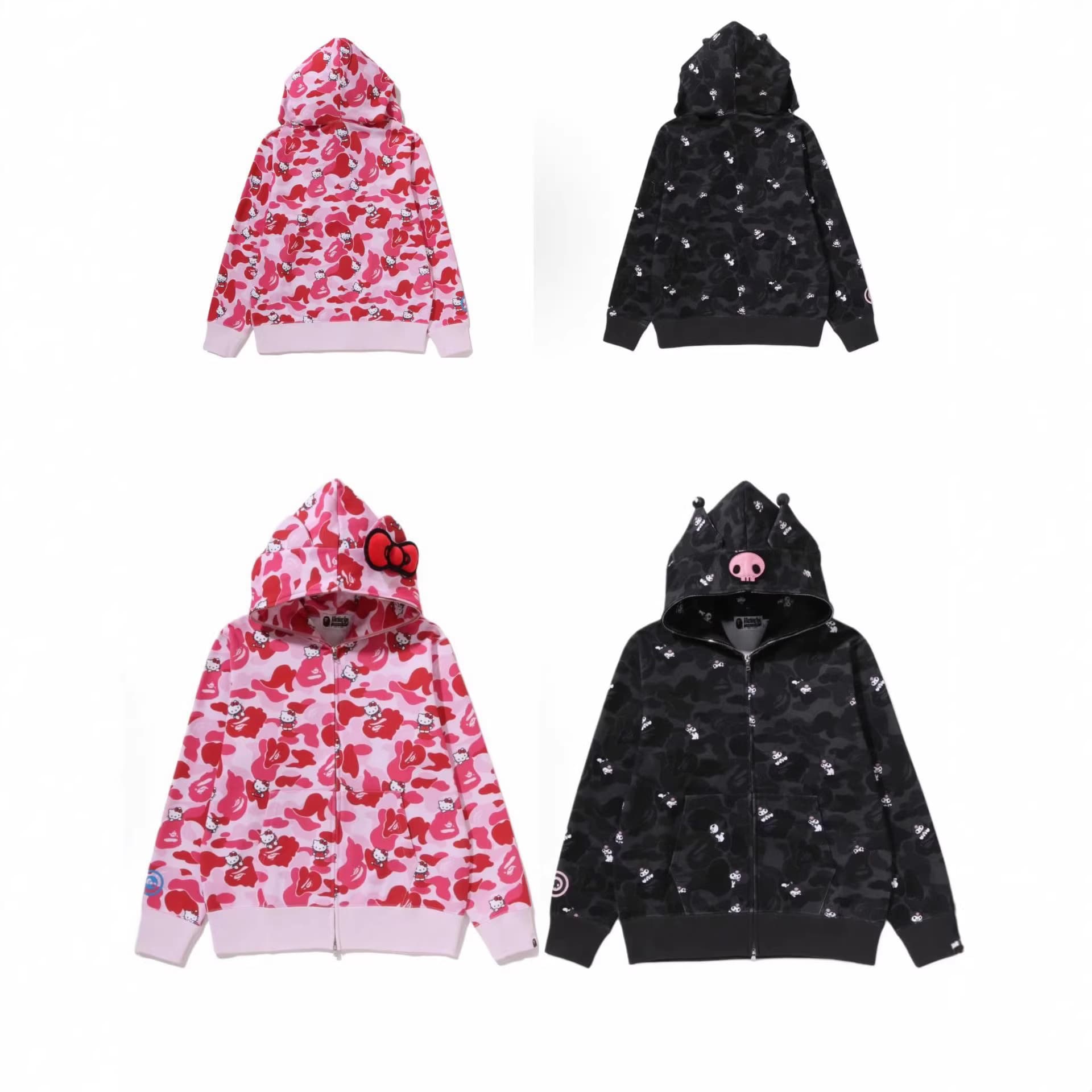 s26 BAPE x Hello Kitty Kuromi Hoodie Women's Streetwear Oversized Jacket Fall