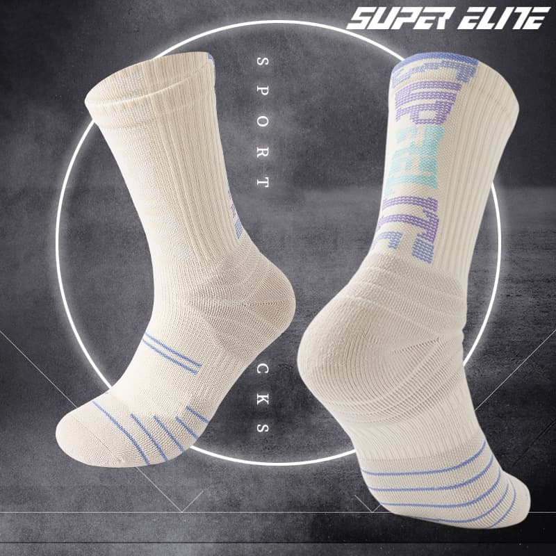 SUPER ELITE Letter Gradient Basketball Socks All-Purpose Game Elite Socks High-Top Terry Sole American Style Trendy Socks