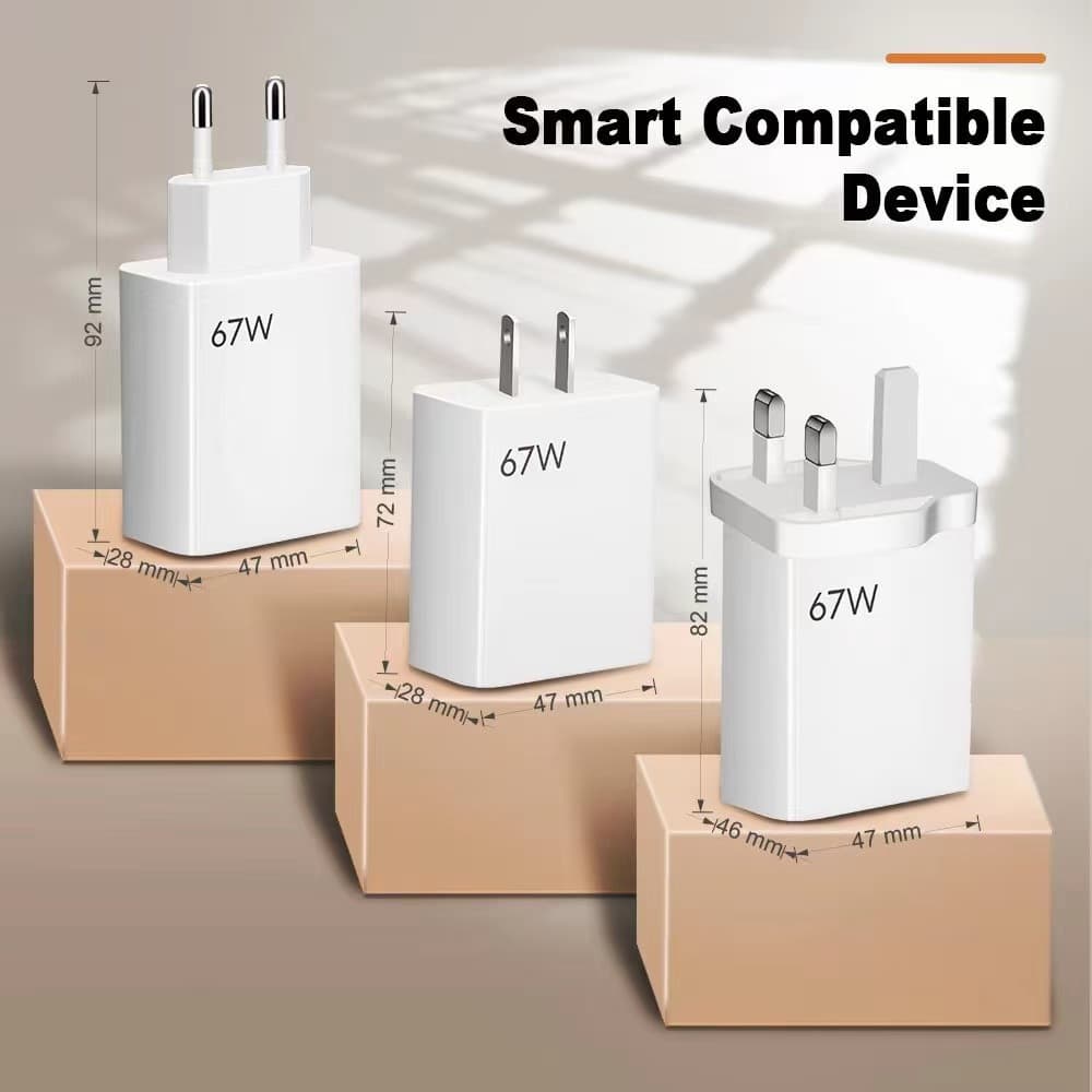 Cross-border foreign trade 67W charging head super fast charging flash charging charger mobile phone European and American British standard 5V5AUSB adapter