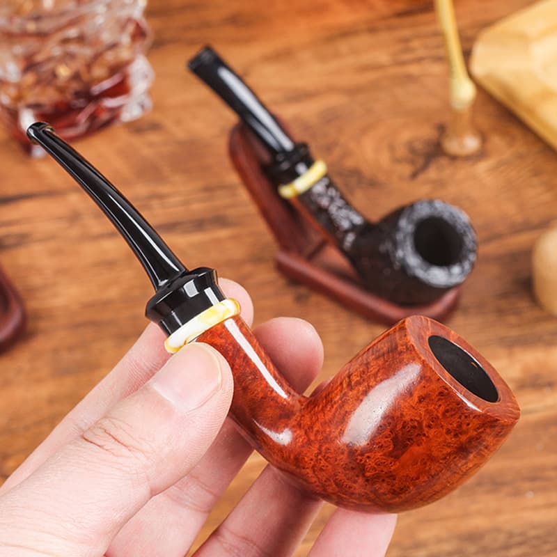 Briar Dublin Style Tobacco Pipe Portable Traditional Handmade Gift for Men 3mm Filter Solid Wood Tobacco Pipe