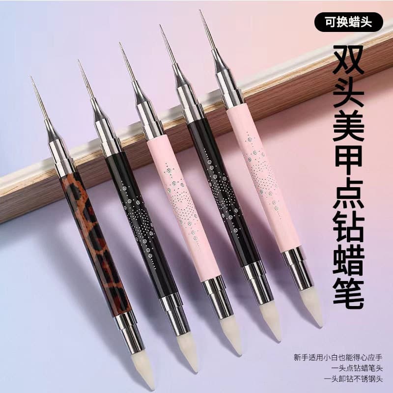Factory New Nail Art Dual-Head Rhinestone Pickup Pen 2-in-1 Glue Pickup Bead Pen Rhinestone Removal Wax Pen Tool Wholesale