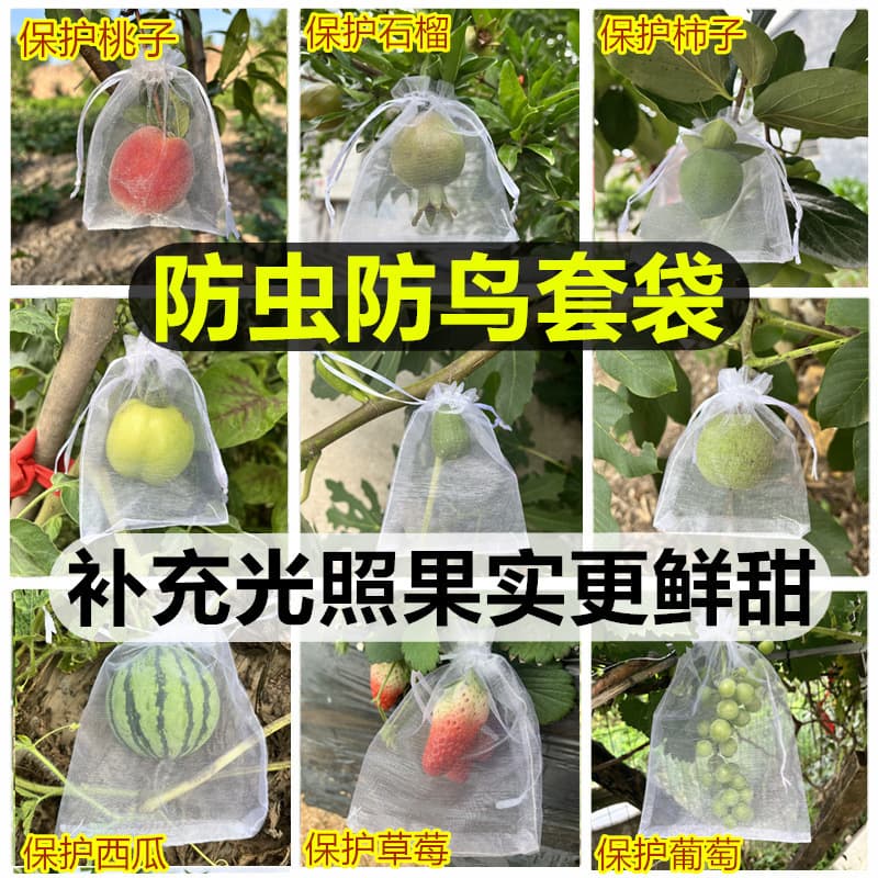 Drawstring Grape Fruit Protection Bags, Bird-Proof, Rain-Proof, Insect-Proof Mesh Bags, Breathable Special Bags for Melons, Figs, and Loquats