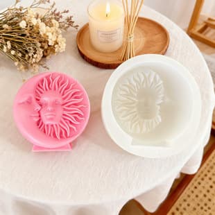 Moon Sun Face Candle Silicone Mold DIY Face Aromatherapy Plaster Ornament Handmade Soap Baking Cake Mold
