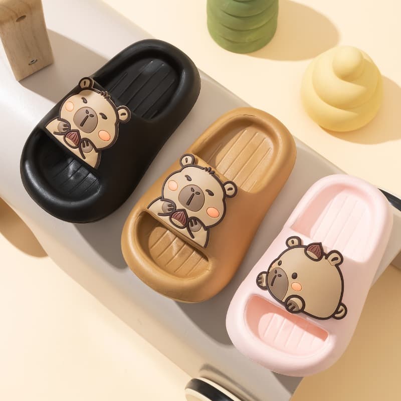 Children's Soft Sole Indoor Slippers with Cloud-Like Feel, Cartoon Design for Boys and Girls, Anti-Slip Bathroom Slippers