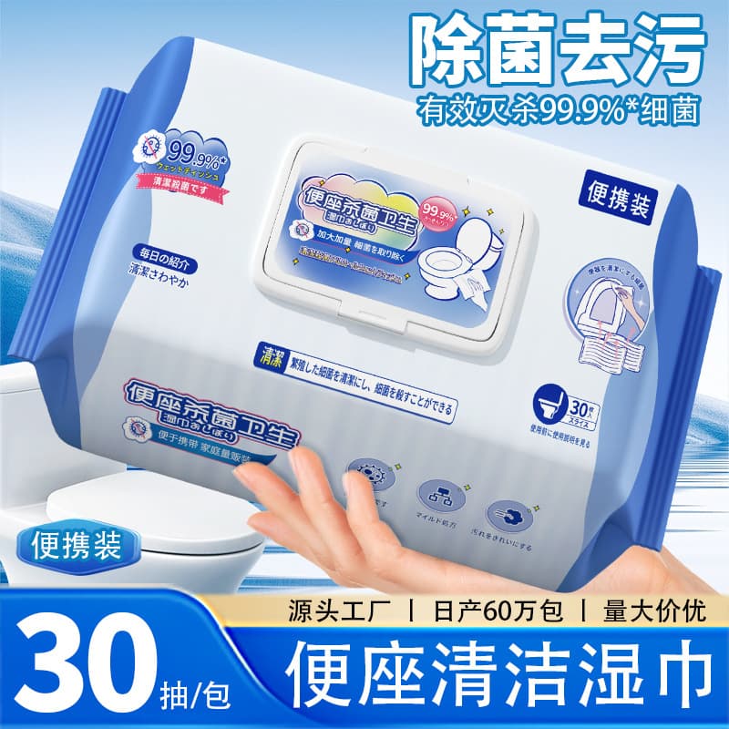 30-Pack Toilet Cleaning Wipes Small Pack Wet Wipes for Home Toilet Seat Cleaning Wet Toilet Paper