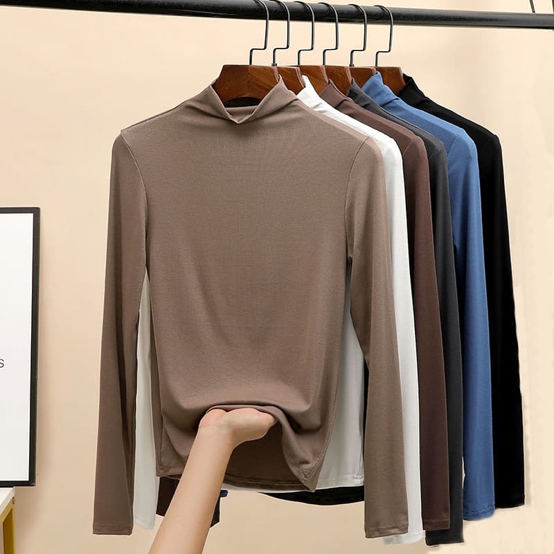 H898 Semi-Turtleneck Modal Base Layer Women's Autumn New Innerwear Chic Long-Sleeve T-Shirt Top Slim Versatile