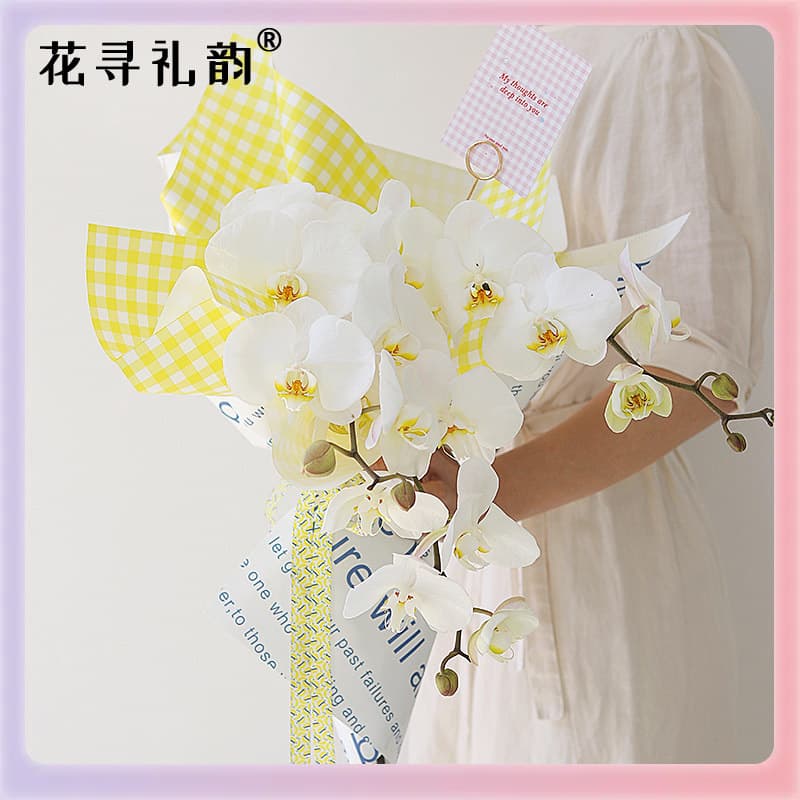 Z7GN Waterproof Ouya Paper Summer Plaid Pattern, Grid Paper for Flower and Gift Wrapping in Floral Arrangements