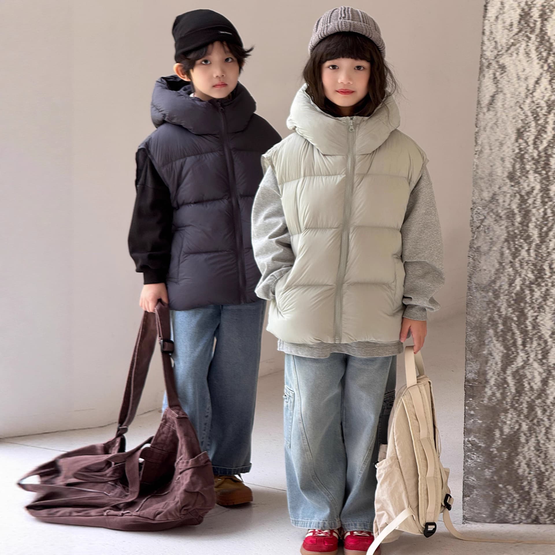 Korean-style Children's Hooded Thickened Puffer Vest - 2025 New Autumn/Winter Design