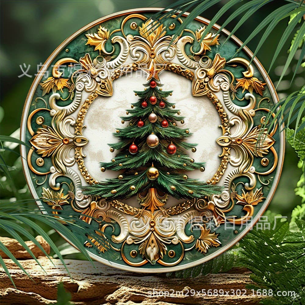 Temu Creative Christmas Tree Wooden Sign Durable Round Wooden Decoration Garden Bedroom Garage Holiday Wall Art