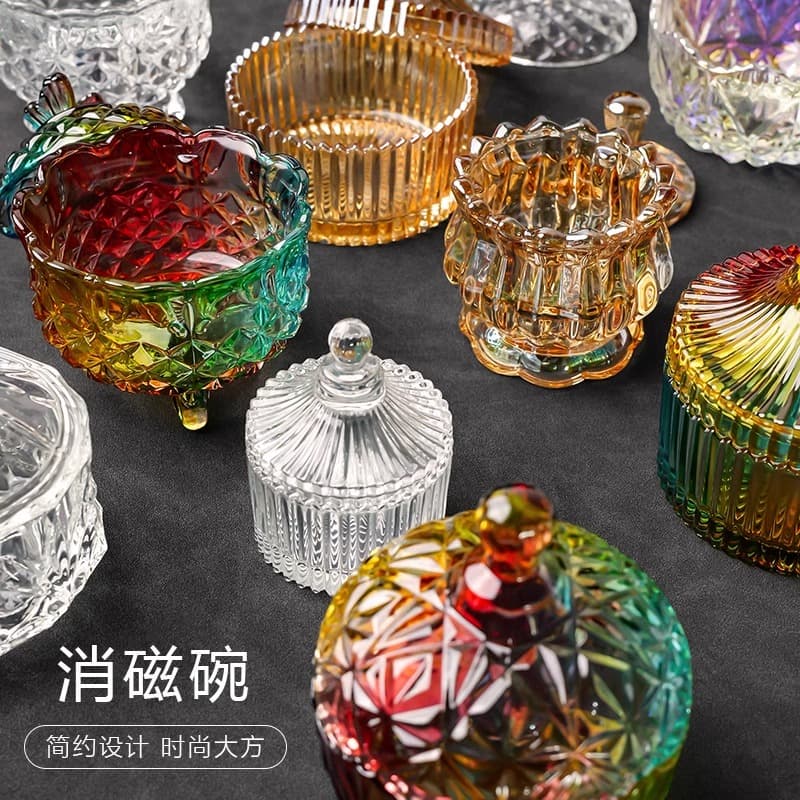 Crystal Cleansing Stone Bracelet Cleansing Bowl Natural Amethyst White Pink Crystal Omamori Salt Purification Glass Bowl Storage Box Container