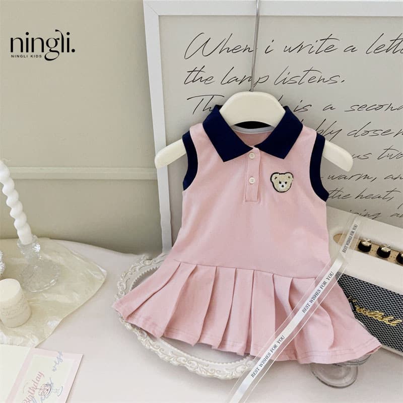 Ningli Korean children's clothing girls college style vest 2026 summer children's dress little girl POLO skirt