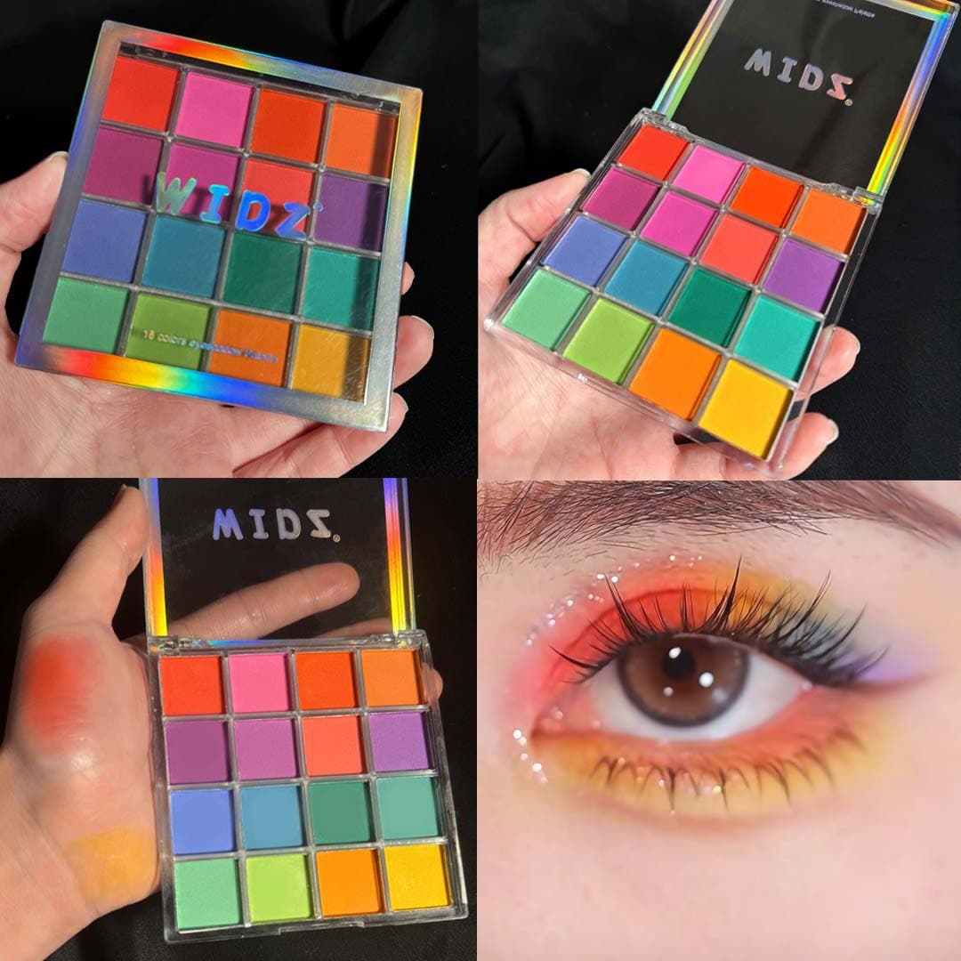 16-Color Fairy Eyeshadow Palette, Stage Makeup Creative Look, Shimmer and Matte, European and American Style, Blue Colorful