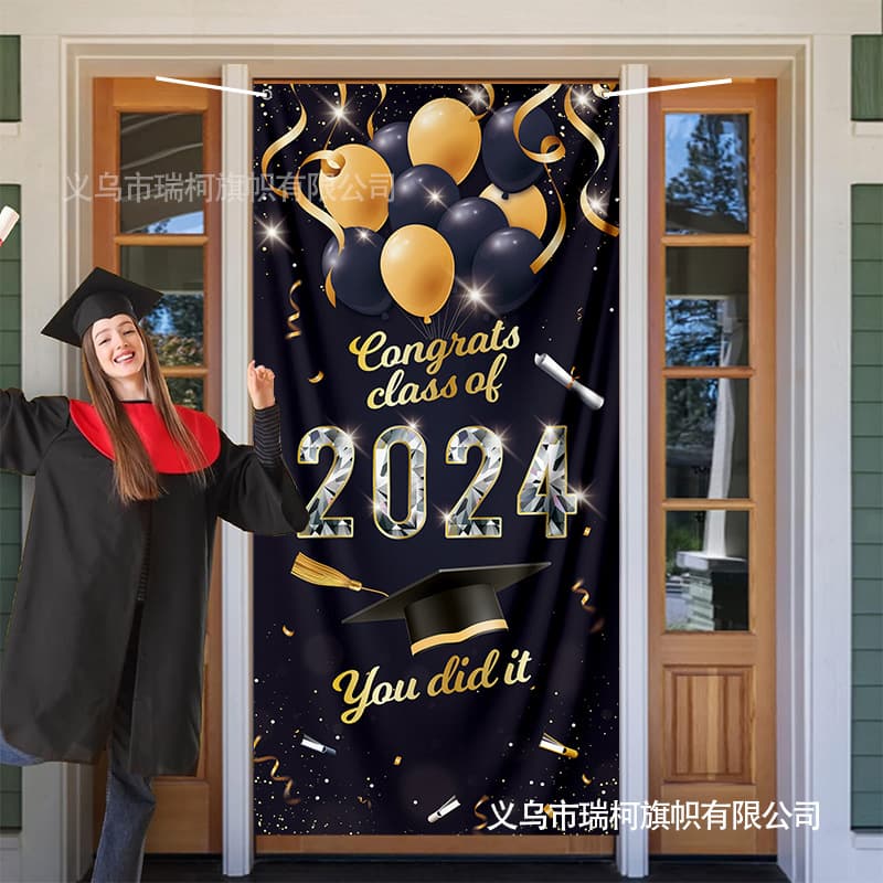 Amazon Cross-Border New Hanging Flag Graduation Season Scene Decoration European and American Campus Party Photo Background Door Cover