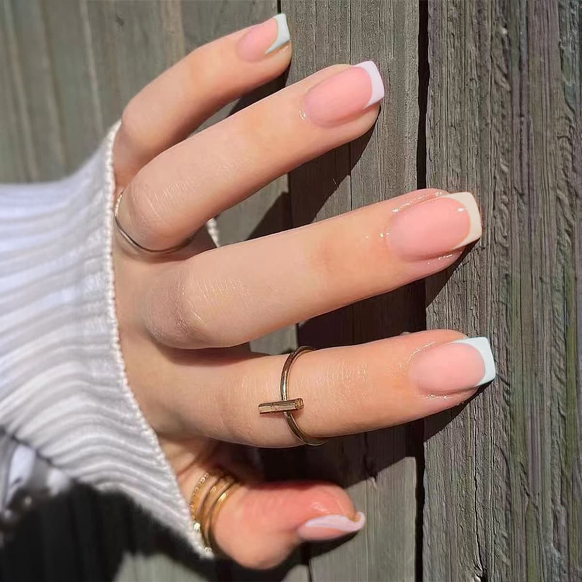 Short Wearable Nails French False Nail Tips Simple Multicolor Short Square Press-On Nails Manicure Stickers