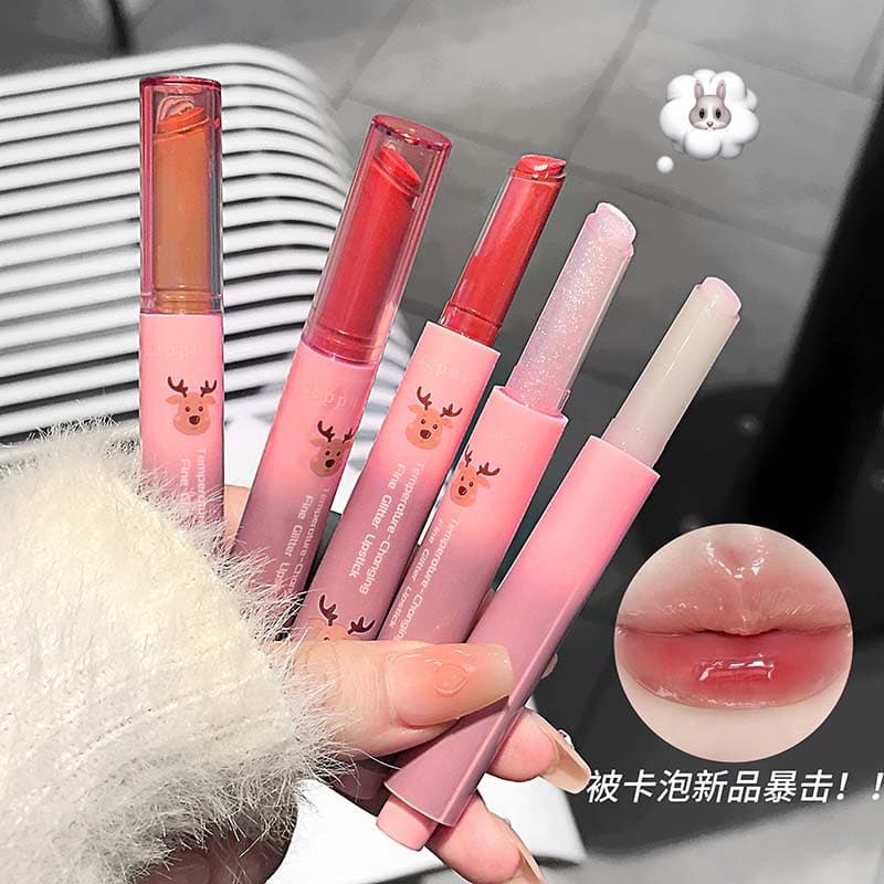 Cappuvini Temperature-Changing Fine Glitter Lipstick, Moisturizing and Hydrating, Natural Color, Fine Shimmer, Non-Drying, Affordable Domestic Product