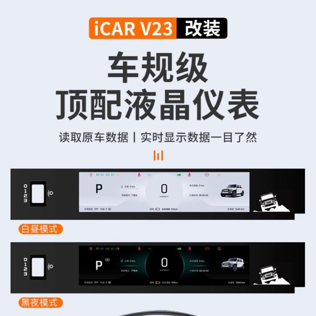 Chery iCAR V23 Upgrade Automotive-Grade Top Configuration LCD Instrument Cluster Center Console Navigation Display Modification Accessories