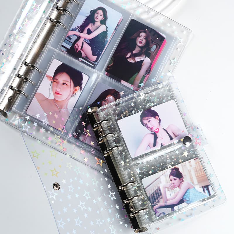 A6A5 transparent laser star cute PVC notebook detachable binder star chasing photo album small card storage book