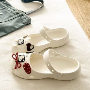 Mary Jane Shoes Ballet Flats Sandals Women's Hole Shoes Outdoor One-Strap Beach Shoes Home Slippers