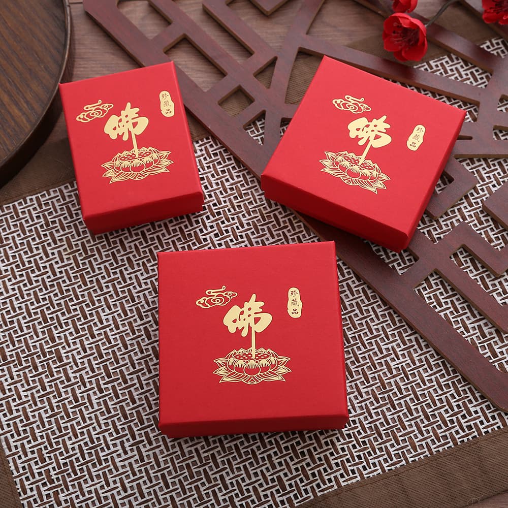 Factory Stock Chinese Style Exquisite Bracelet & Jewelry Storage Box, Red Vintage Bracelet & Buddha Bead Gift Box