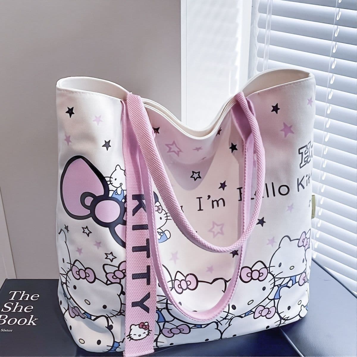 Hello Kitty Cartoon Canvas Bag Fashionable Handbag for Women Cute Commuter Versatile Single Shoulder Tote Large Capacity