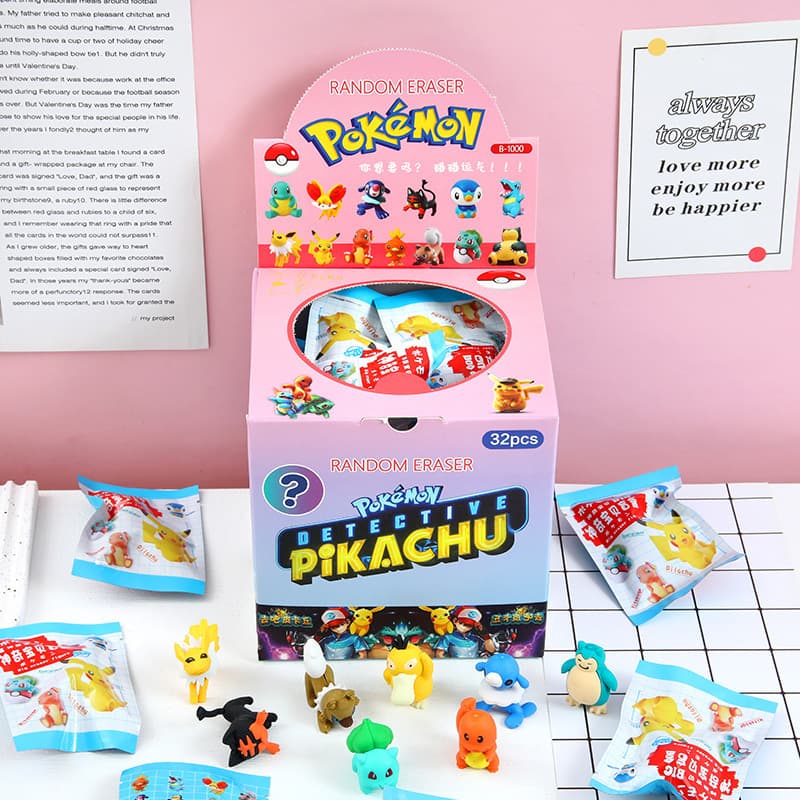 32-Pack Pokemon Blind Bag Pikachu Pet Elf Detachable Assembly Eraser Office Culture/Eraser