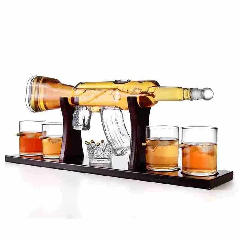 Cross-border whiskey gun-shaped glass bottle set, red wine decanter, craft wine bottle set