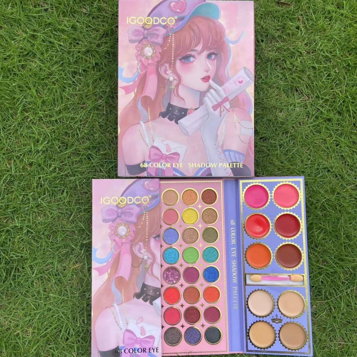 Best-selling 68-color eyeshadow palette for cross-border trade, matte and shimmer, with blush, lip color, and foundation in one makeup set