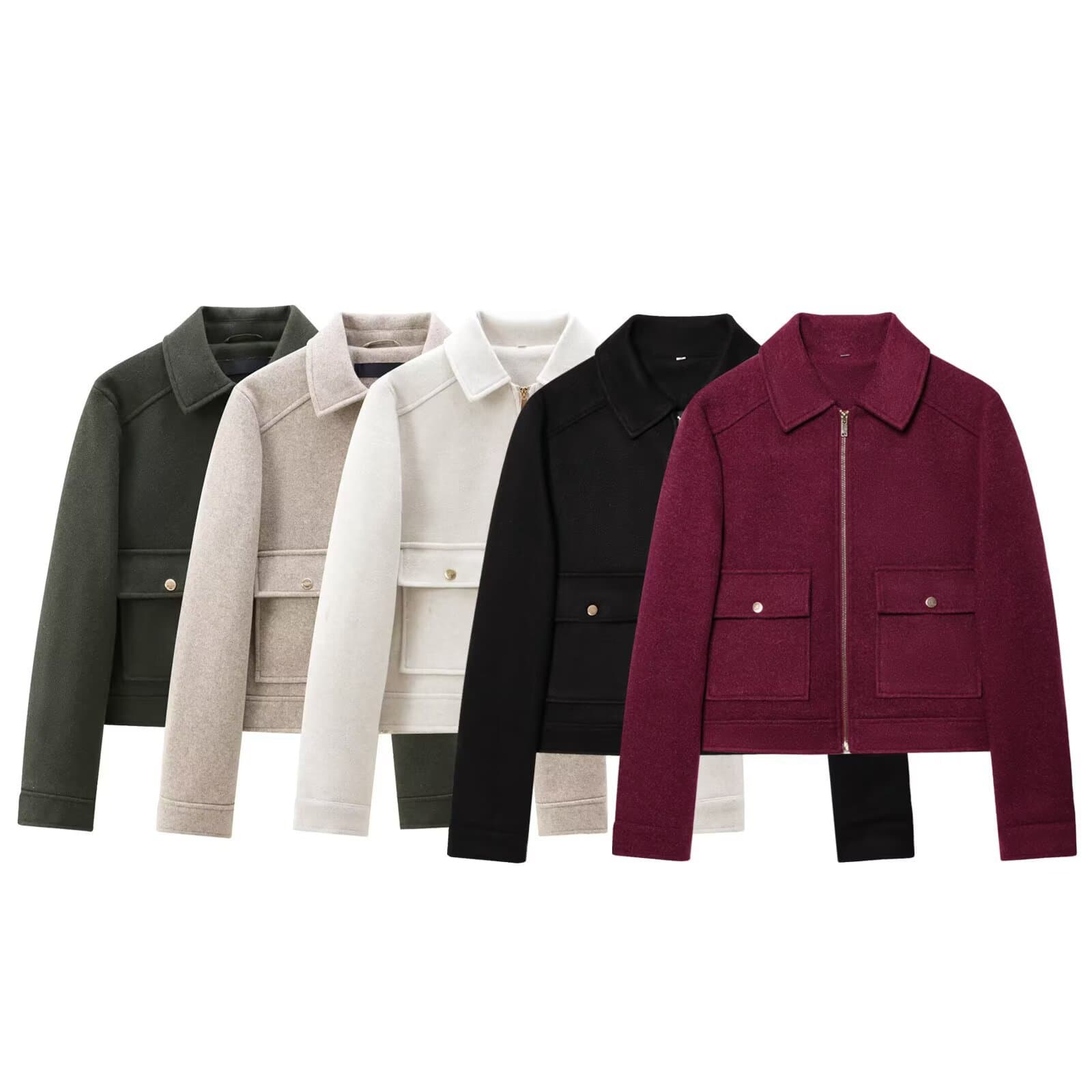 Cross-border Women's Fashion 2025 Fall European-American Style Zip-Trimmed Notched Collar Long Sleeve Baseball Jacket Coat L52255