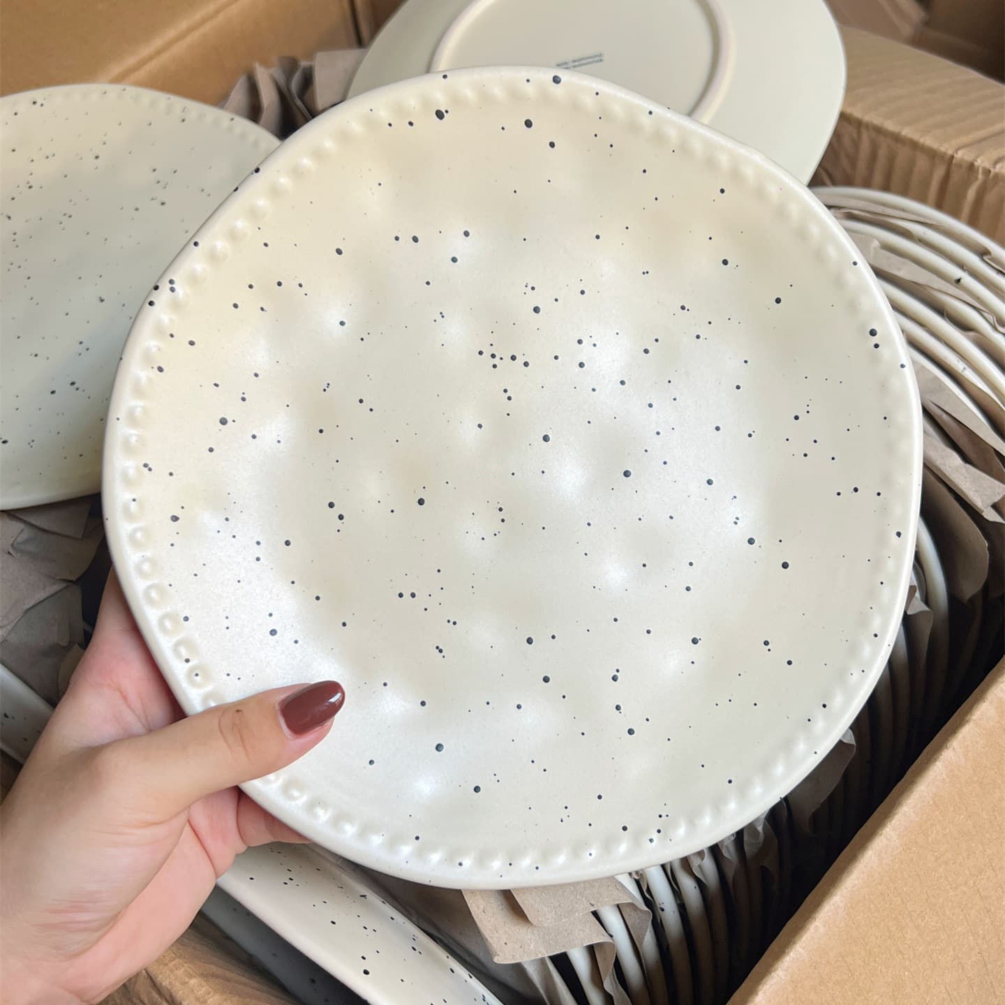 Ins Splatter Ink Ceramic Irregular Plate for Home Use, High Appearance Tableware Cake Plate, Breakfast Plate, Western Steak Plate