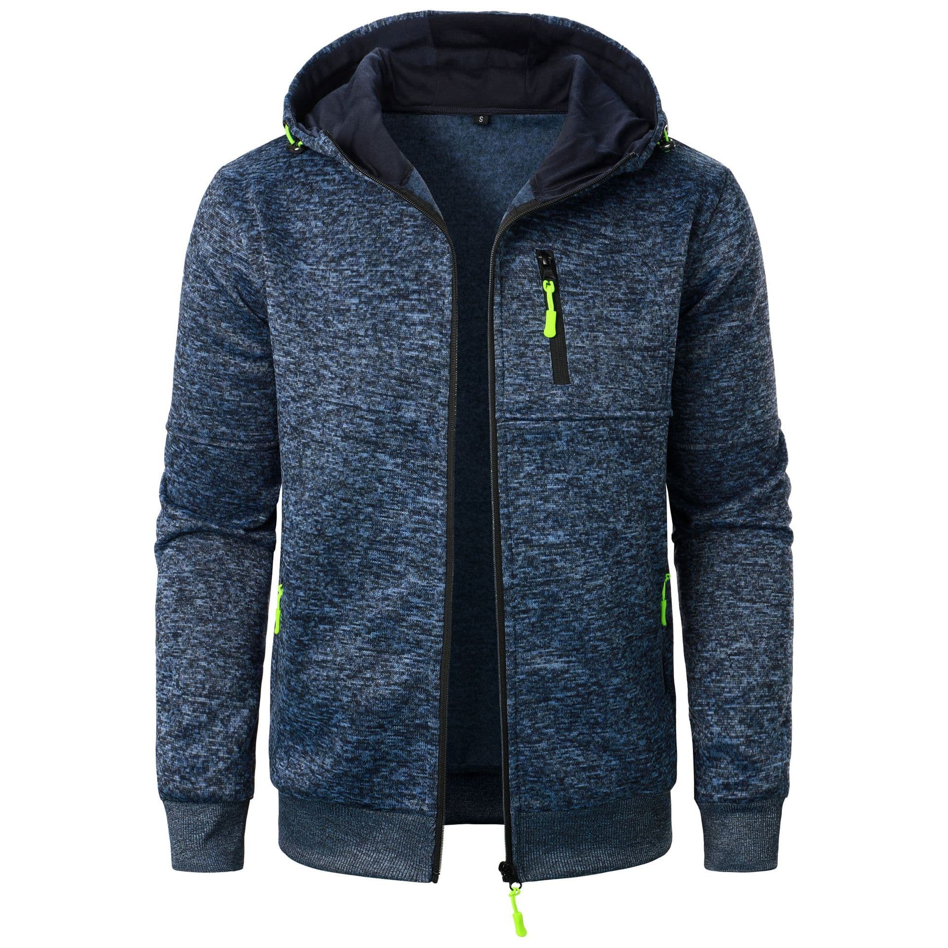 New Men's Sports Fitness Casual Jacquard Cardigan Hooded Sweatshirt Knit Jacket